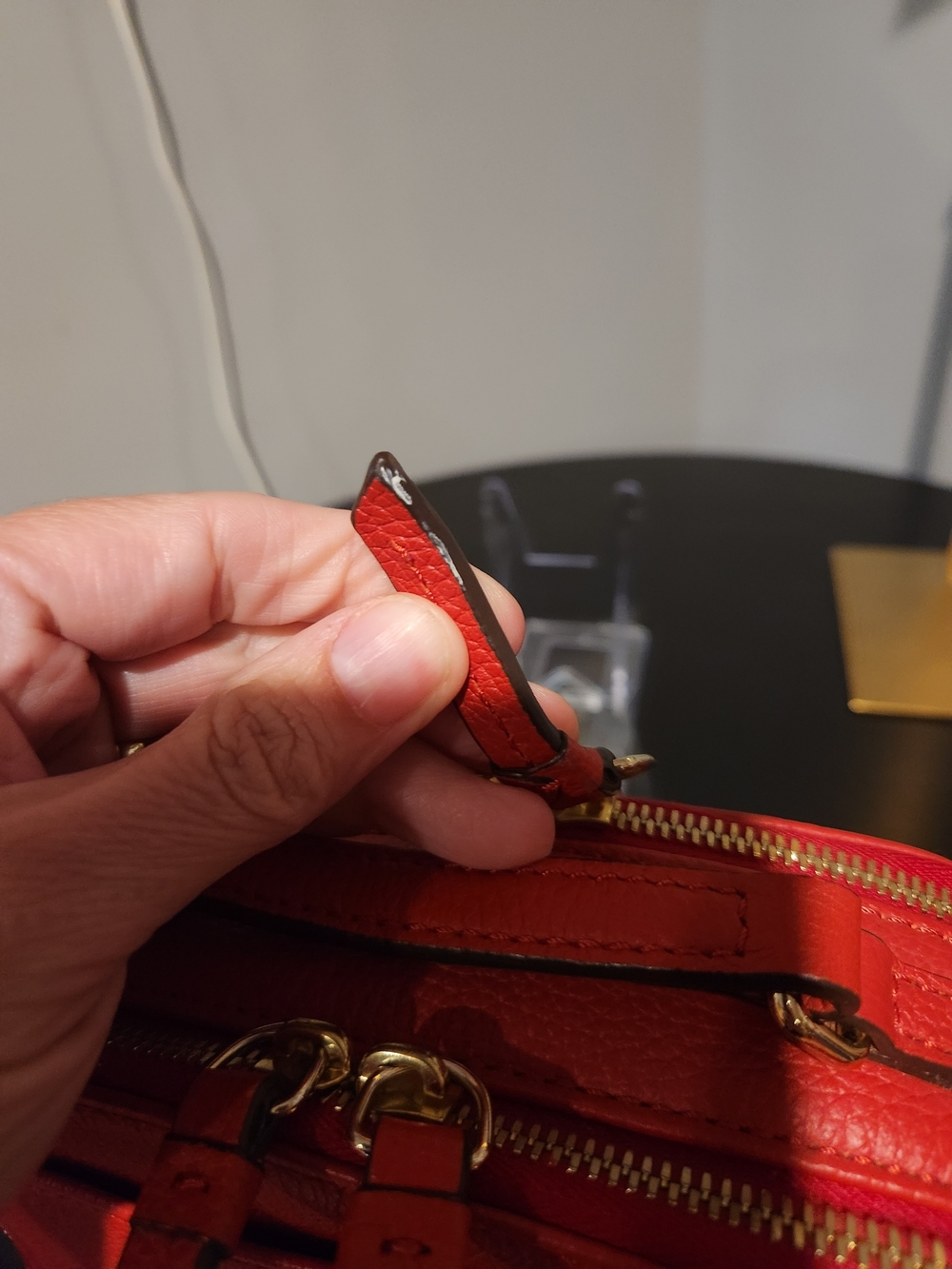 Dooney & Bourke Red Pebbled Leather Mini Crossbody with Top Handle - Picture 7 of 7